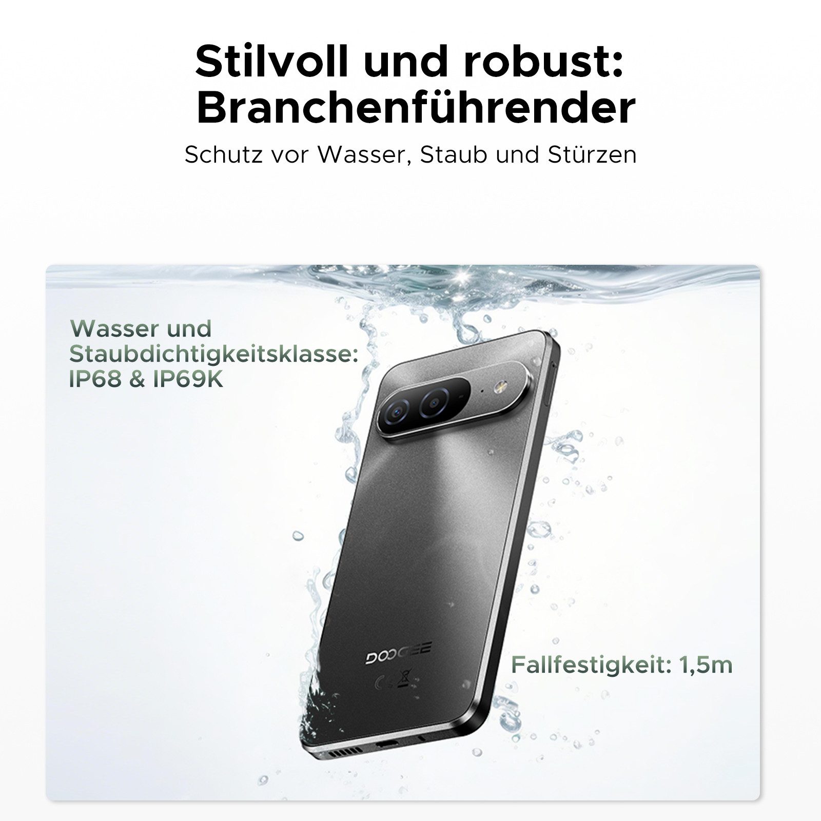 DOOGEE B10 Android 16 Handy, IP68/IP69K 7600mAh, 6.63",120Hz Smartphone (6.63 Zoll, 256 GB Speicherplatz, 48GB + 256GB, NFC, Face ID,2TB, Dual SIM, GPS)