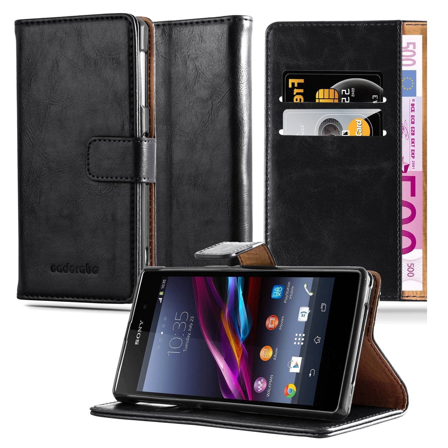 Cadorabo Handyhülle für Sony Xperia Z Hülle Sony Xperia Z, Klappbare Handy Schutzhülle - Hülle - mit Standfunktion und Kartenfach