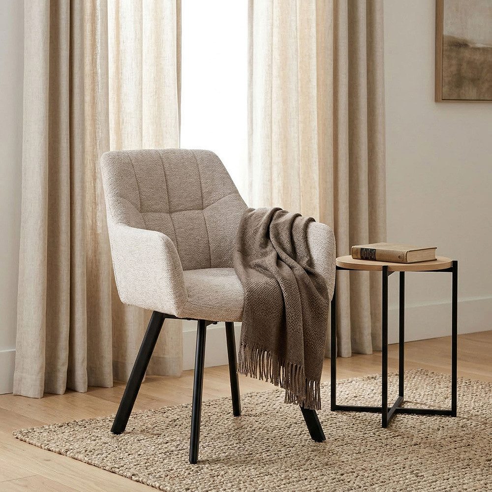 PPkrimnel Polsterstuhl 360° drehbar mit Rückstellfunktion, Wohnzimmerstuhl, Küchenstuhl (2 St), 2er-Set Essstühle, Chenille, Armlehnen, Ergonomisch, Metallbeine