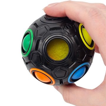 alldoro Spiel, 63075, Flexi Ball Ø 7 cm, schwarzer Puzzle-Ball mit Drehfunktion