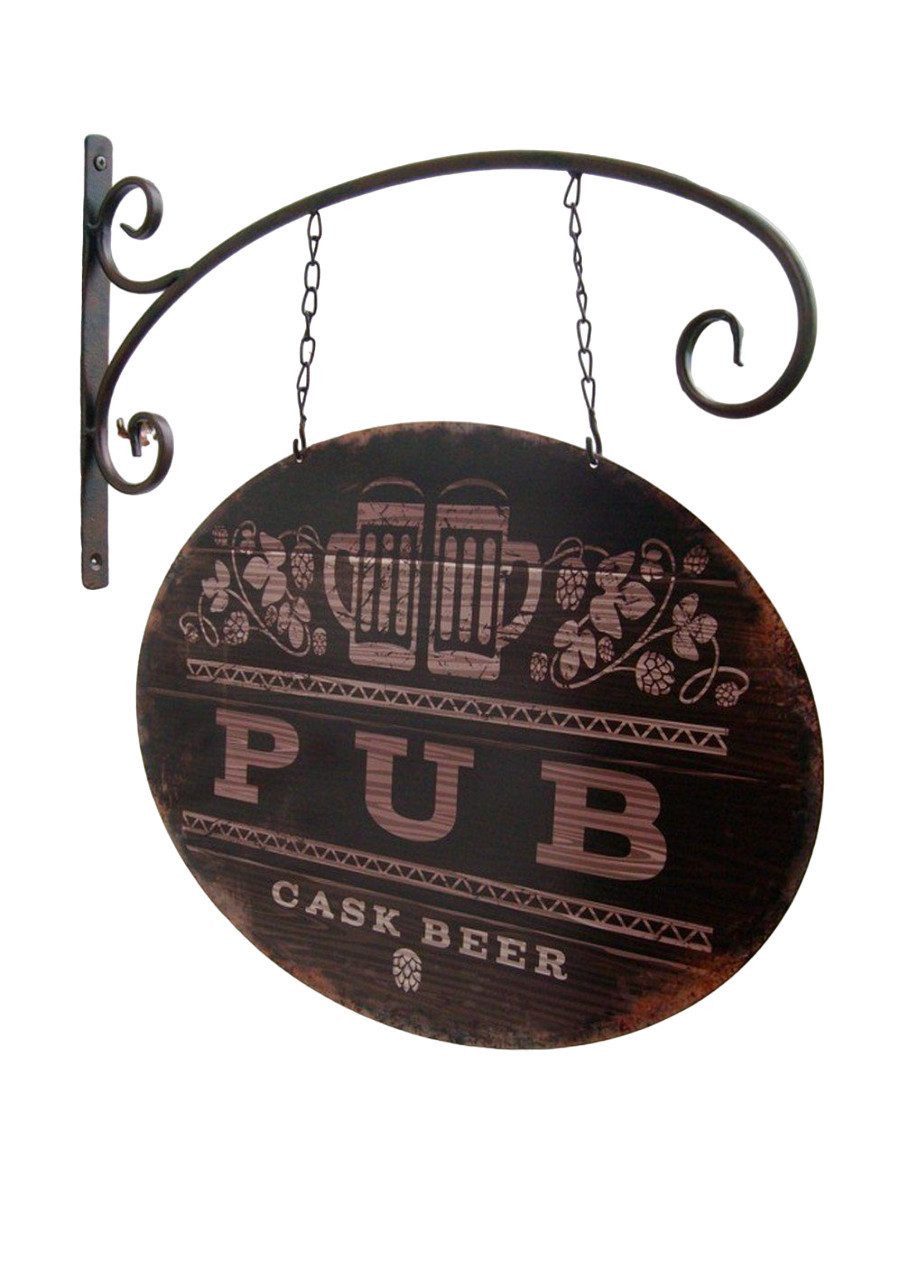 Deko-Impression Metallschild Metallschild PUB / Beer - BAR mit Wandhaken und Kette, Eisen lackiert, (1 St)
