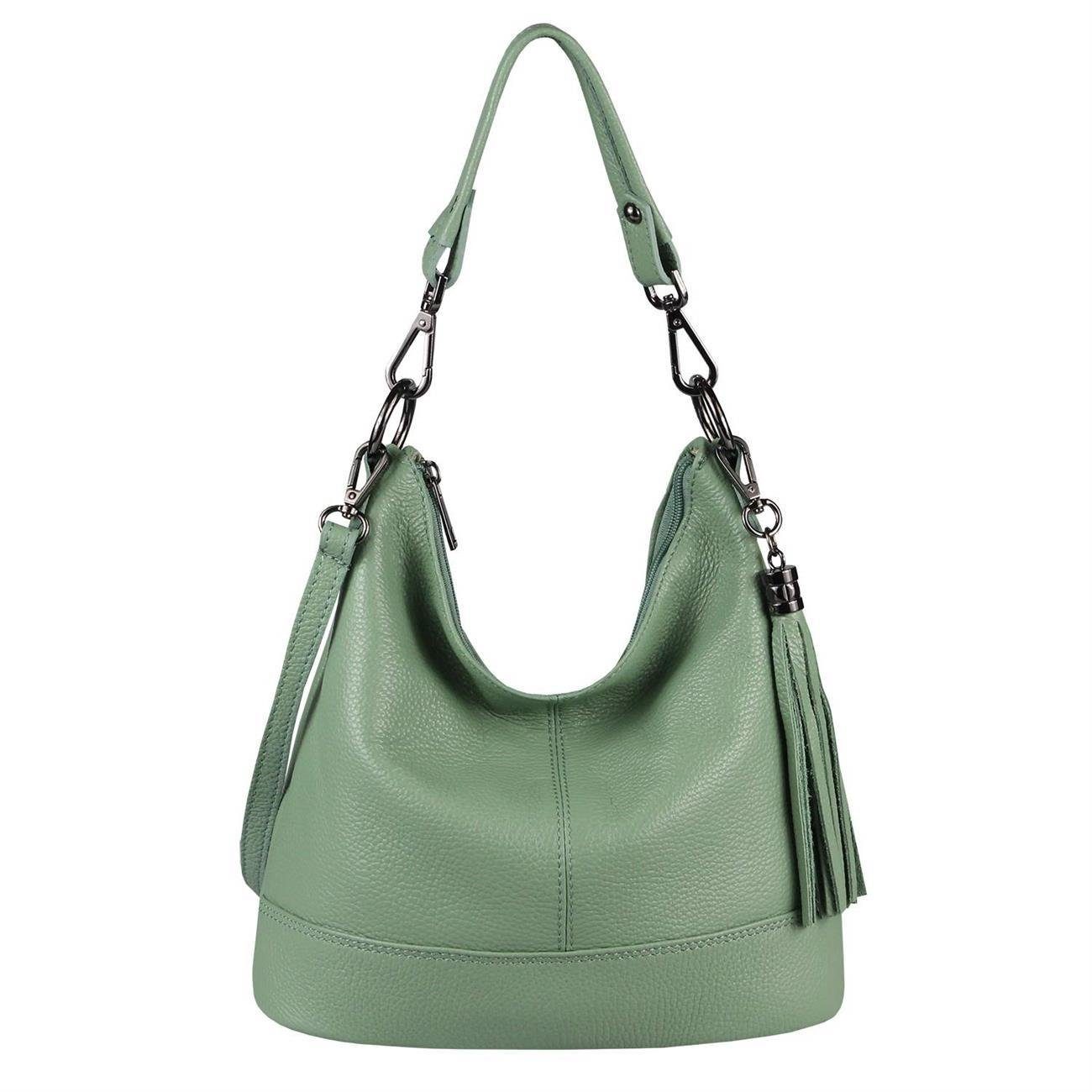 ITALYSHOP24 Schultertasche Made in Italy Damen Leder Tasche Shopper, als Handtasche, CrossOver, Umhängetasche tragbar