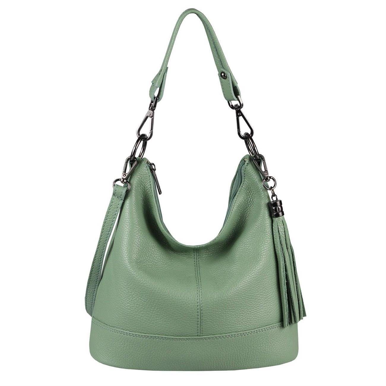 Schultertasche Made in Italy Damen Leder Tasche Shopper