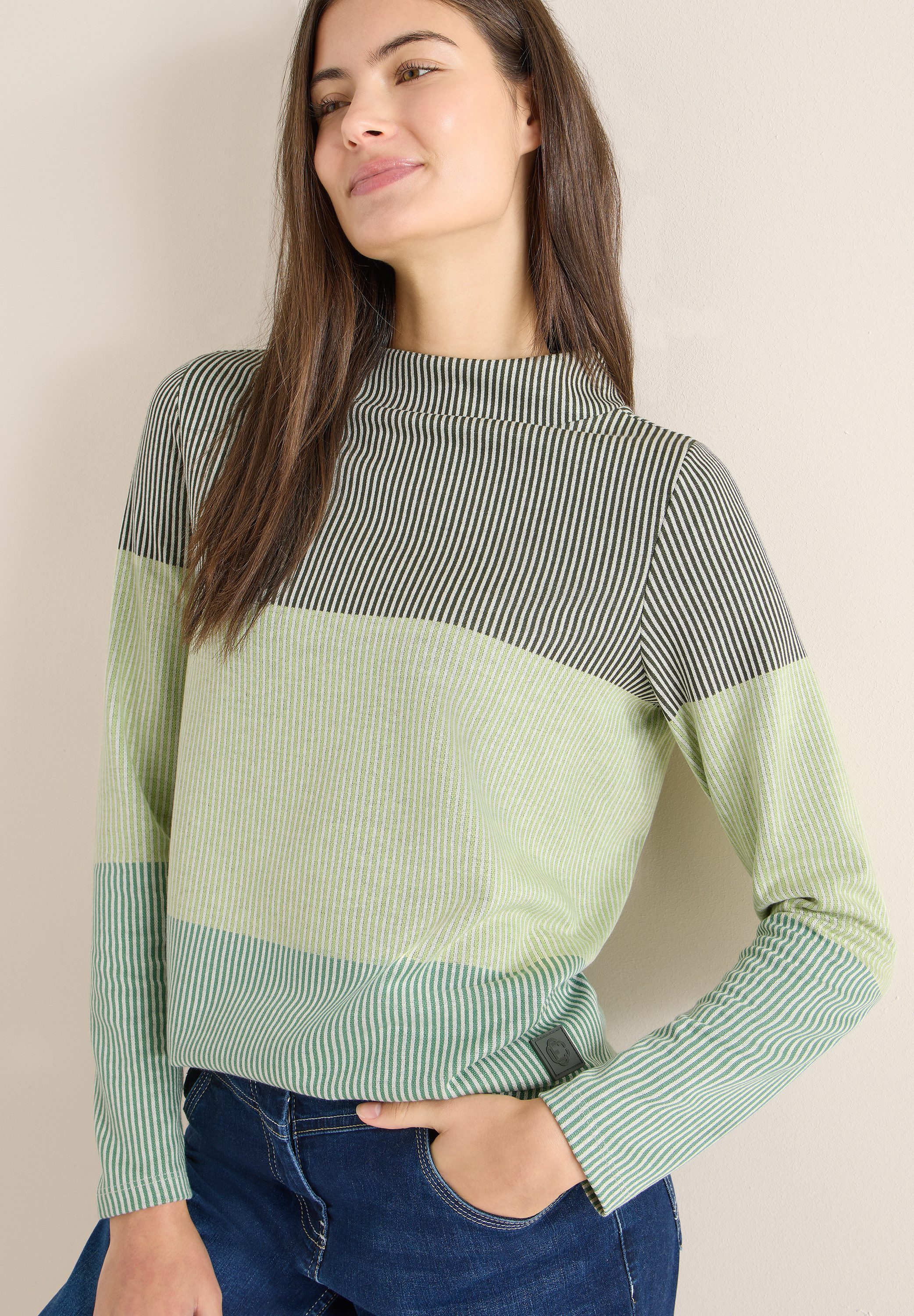 CECIL Jacquardpullover im Colorblocking-Look