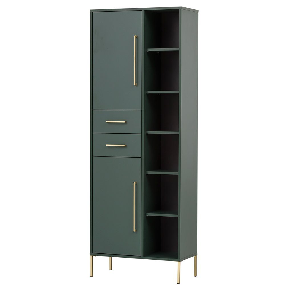 Lomadox Hochschrank KELLA-80 mit offenen Fächern in waldgrün, B/H/T: ca. 67,1/184,3/33,1 cm