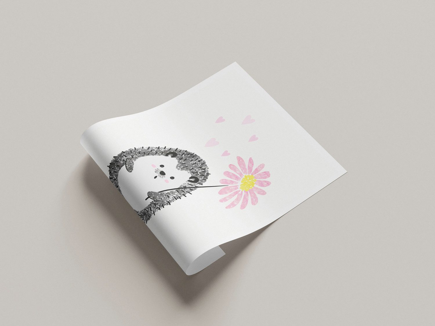 Lüttenhütt Bild mit Rahmen oder Poster, Igel mit Herzen und Blume, Fantasy, Herz, Herzen, Tiere (1 St), HD Premium Druck