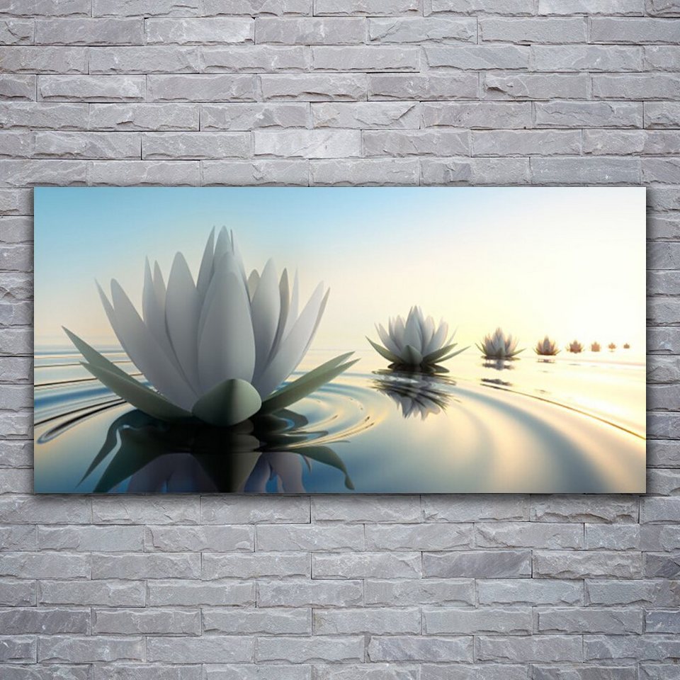 Tulup Leinwandbild XXL Wandbilder Leinwandbilder Bilder Canvas Bild 120 cm  x 60 cm, Seerosen-Blumen-Teich, Leinwandbild