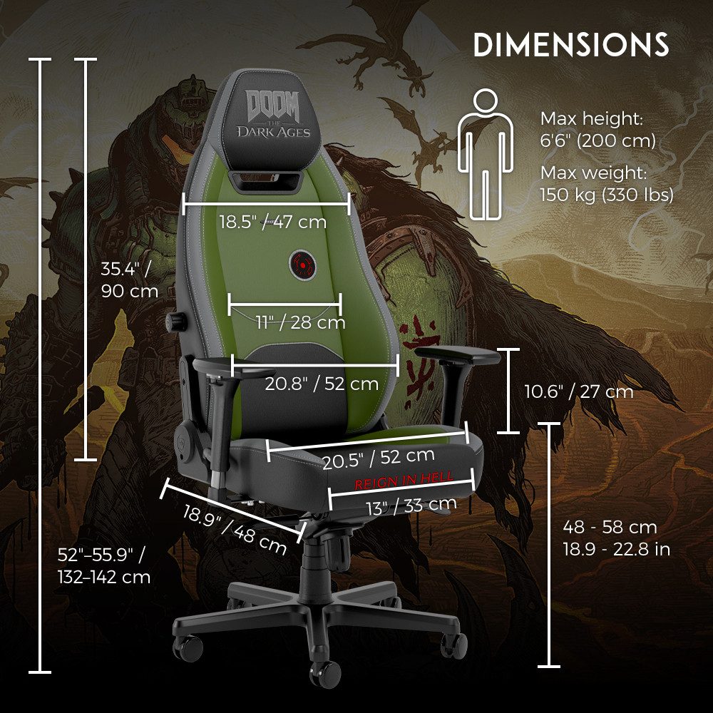 Noblechairs Gaming-Stuhl noblechairs LEGEND Gaming Stuhl - DOOM: The Dark Ages Edition