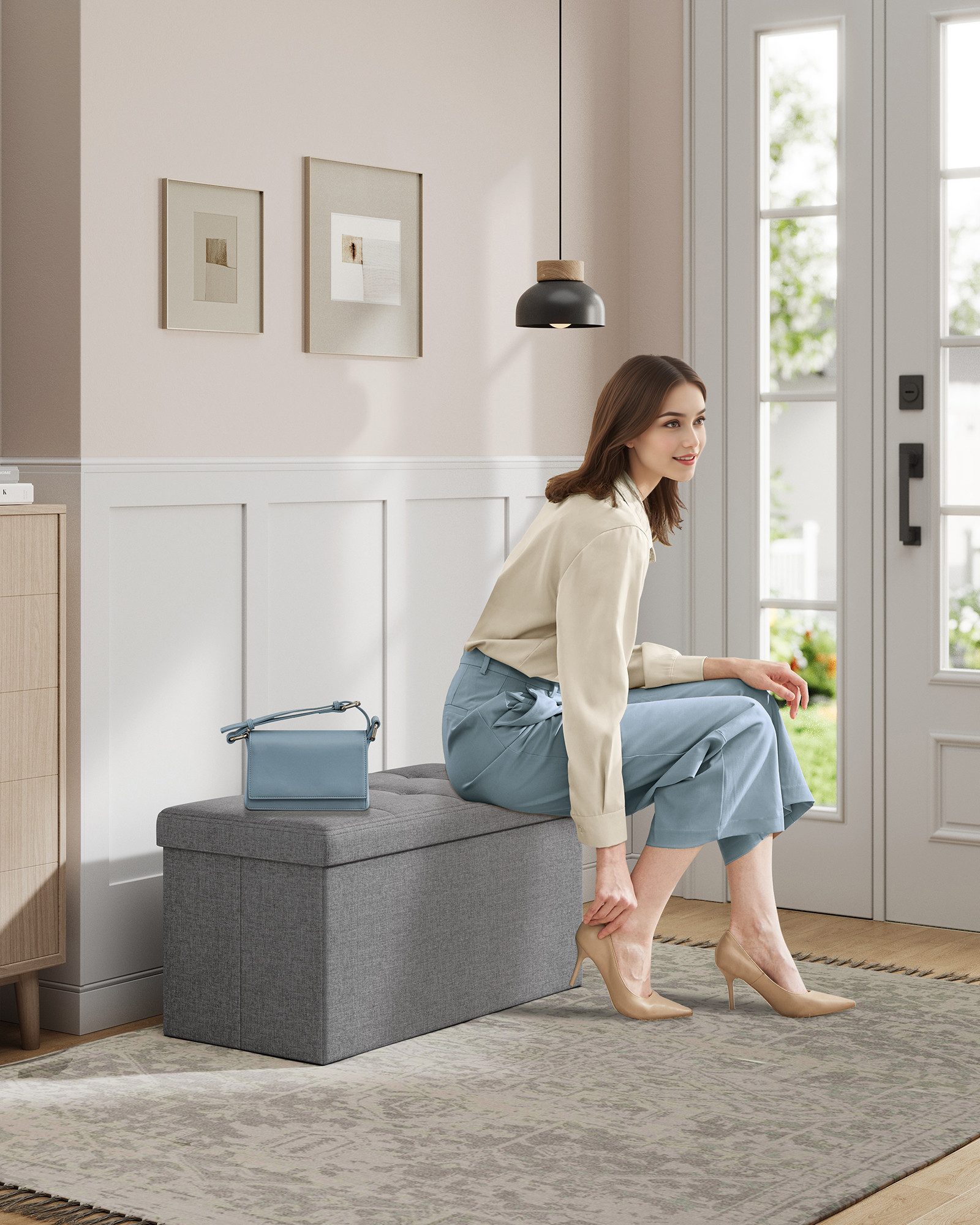 SONGMICS Sitzbank sitzhocker, 76/110cm mit Stauraum, klappbare Sitztruhe, F günstig online kaufen