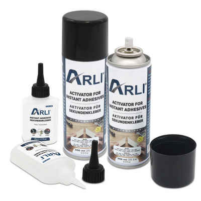 ARLI Montagekleber Sekundenkleber 100g mit Aktivator 400ml Universal, (1-tlg), Cyanacrylat Kleber Schnell trocknender Klebstoff