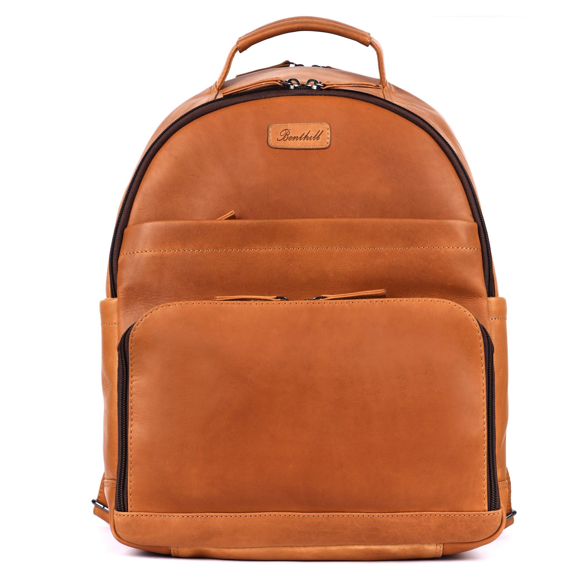 Benthill Rucksack Rucksack Echt Leder Damen Herren Daypack Backpack Lederrucksack, Reißverschlussfach