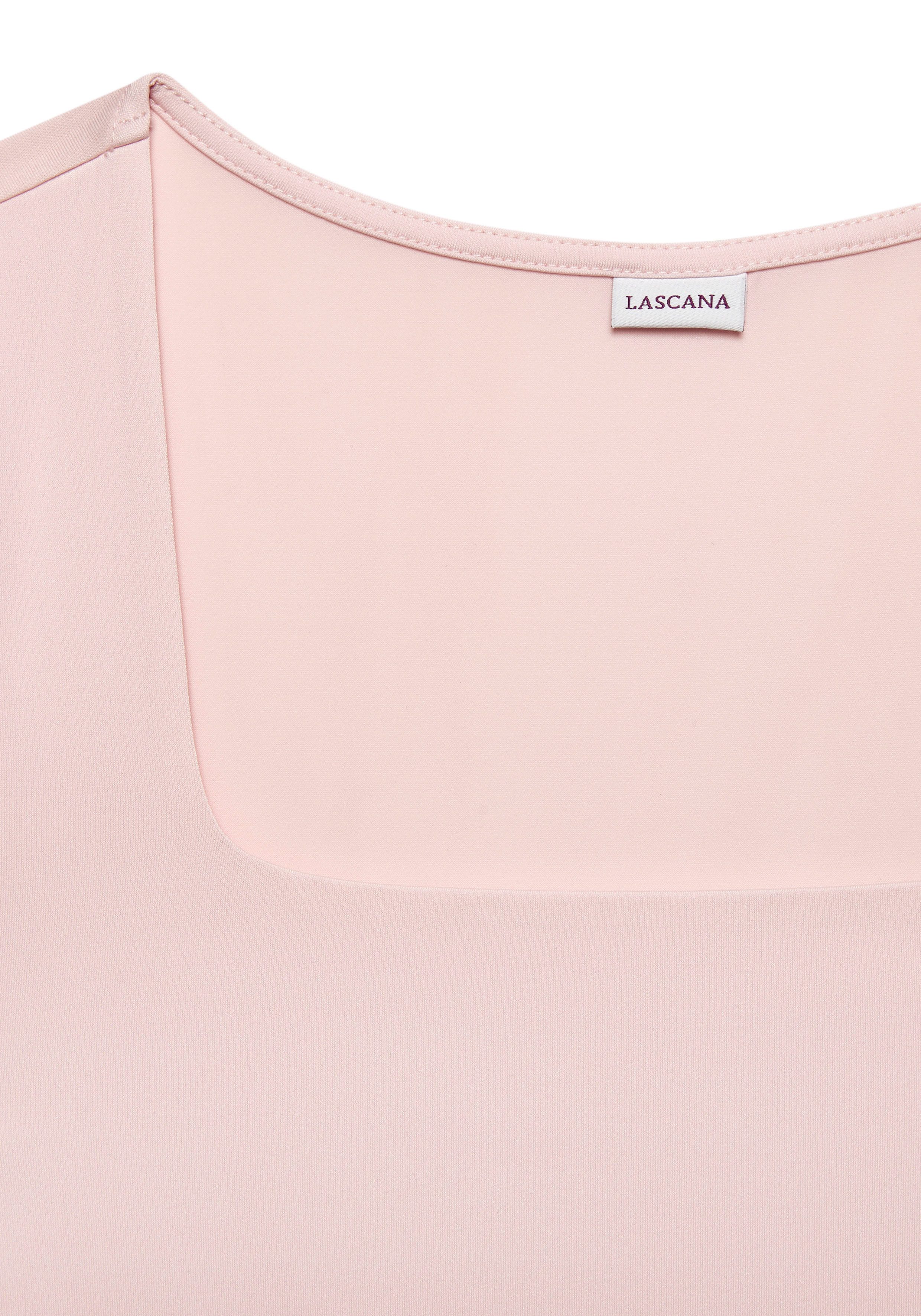 LASCANA T-Shirt aus bügelfreiem Material, elegantes Kurzarmshirt, doppellagig