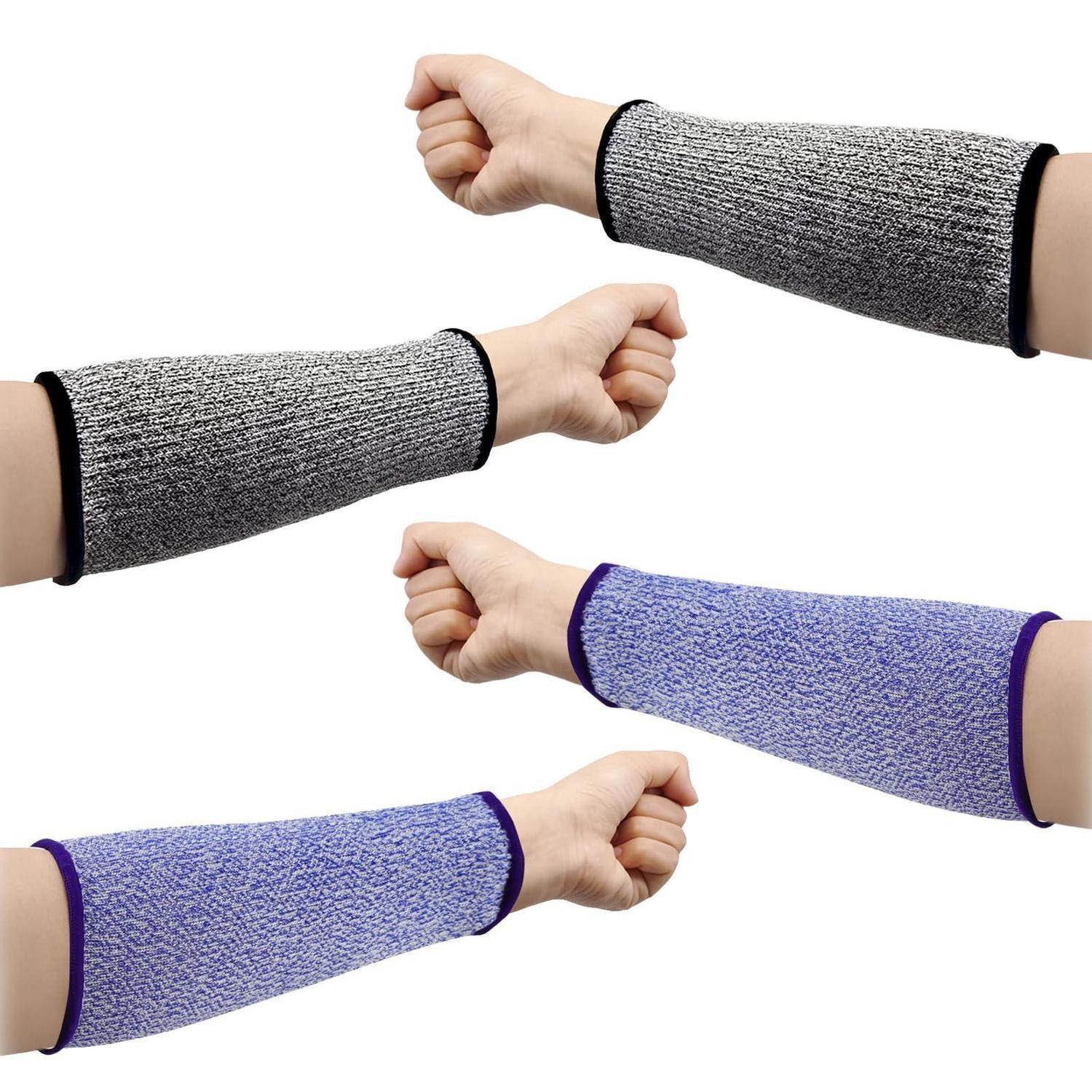 LuxusKollektion Armlinge Armschoner schnittfest Level 5 2 Paar blau grau (2-St)