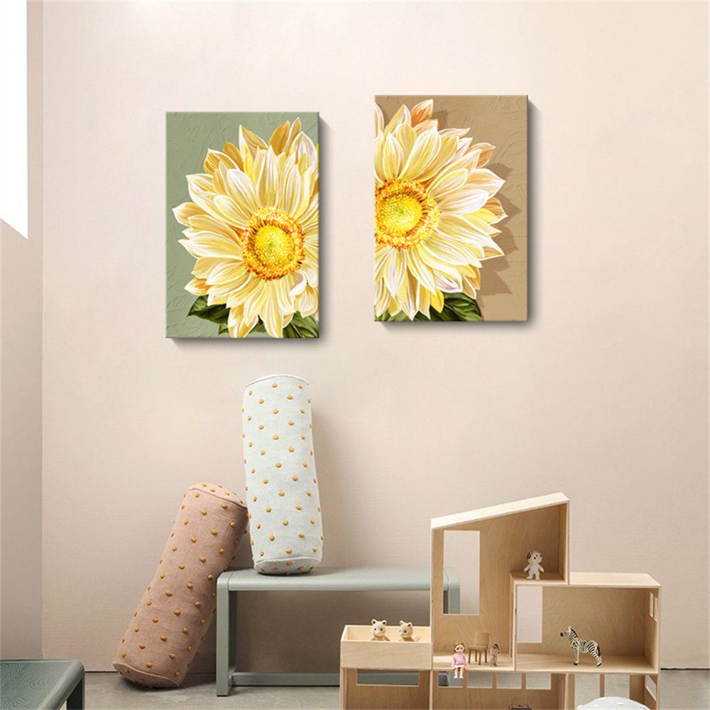 Leinwandbild, Sonnenblume dekorative Kunstdruck Aufhängefertig Malerei, Gelb-B Leinwand Blume, Gemälde Rouemi (30×40cm),