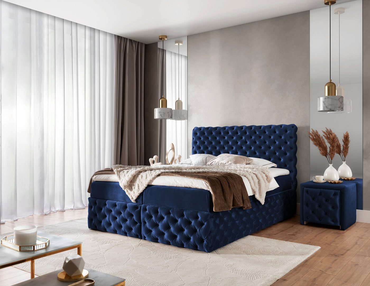 yourhouse24 Boxspringbett Castel (Bonell-Matratze und Topperr), mit zwei Be günstig online kaufen