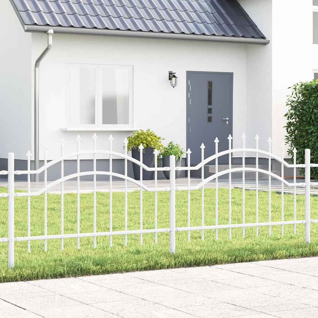 furnicato Zaun Moderner Gartenzaun 240x115 cm Weiß aus pulverbeschichtetem Stahl, (1-St), UV-beständige Zaunanlage, witterungsfest für Blumenbeete und Terrassen