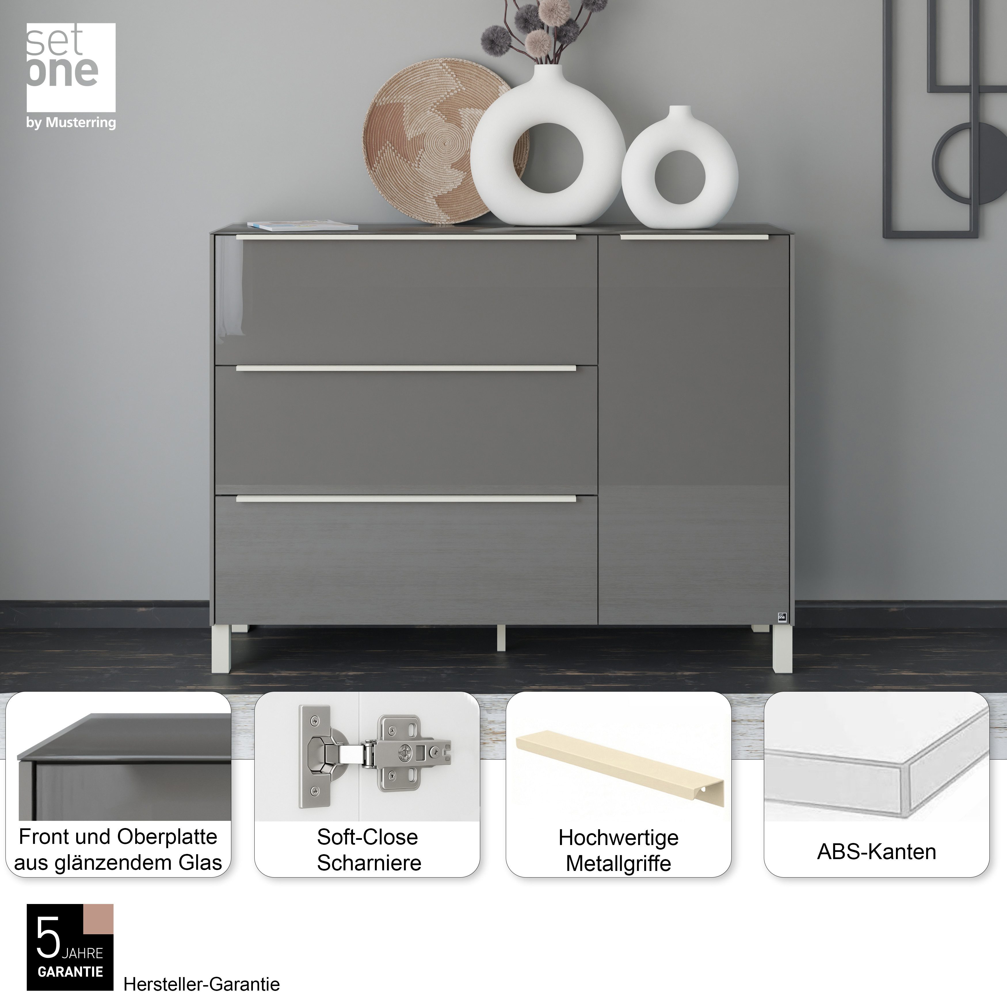 set one by Musterring Sideboard Reno (1 St), Mit Vierkantfuß in diversen Farben, 106 cm Höhe & Farbauswahl