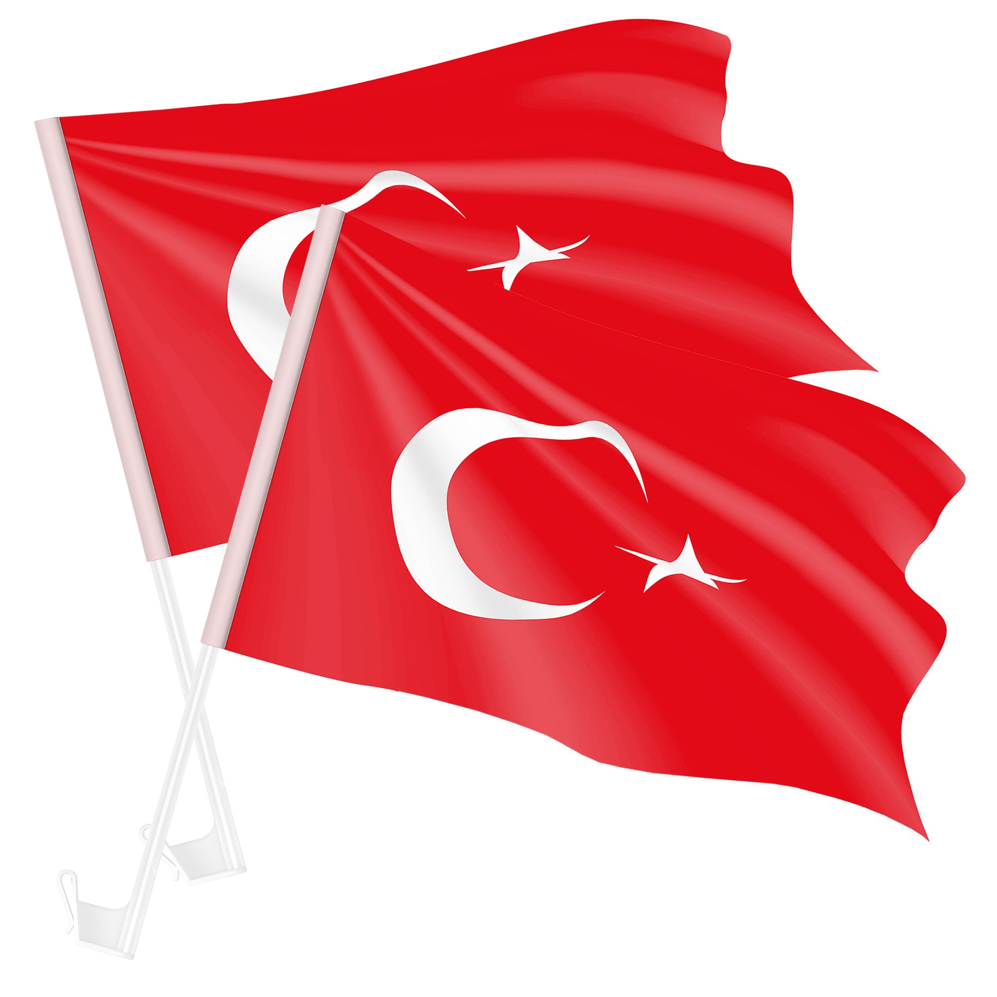 Taffstyle Flagge Autofahne Set 2 Stück Auto Fahne Fussball EM WM Fanartikel Türkei, EM WM Länderflagge Flagge Handball Eishockey Basketball Fussball