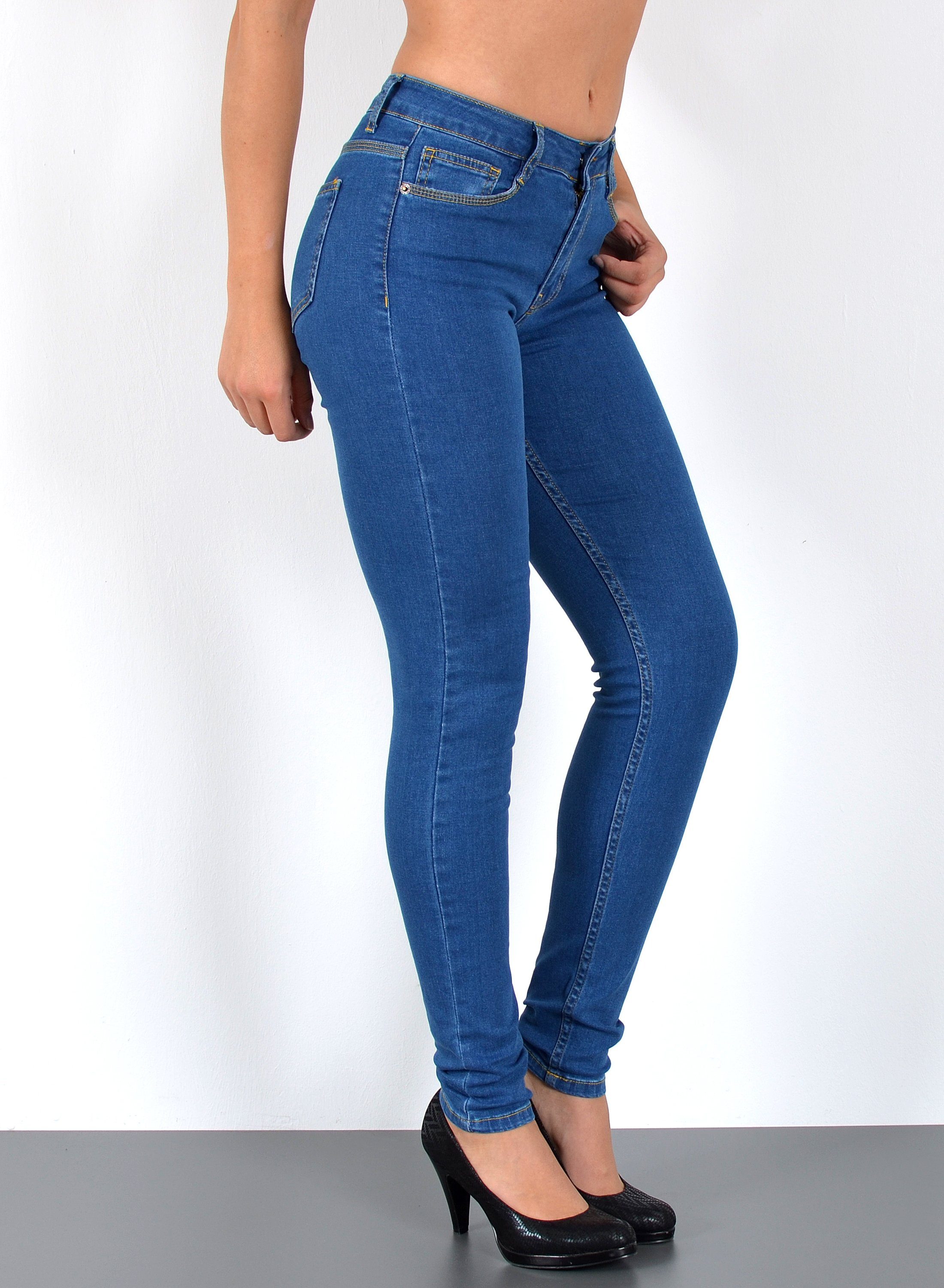 ESRA Skinny-fit-Jeans S400 Damen High Waist Skinny Jeans Stretch Hose hohe Leibhöhe bis Übergröße