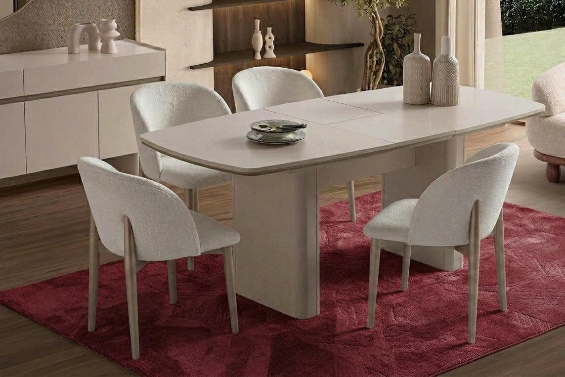 JVmoebel Esszimmer-Set Esszimmer Set Esstisch 4x Stühle Modern Beige Gemütlich Minimalistisch, Made in Europa