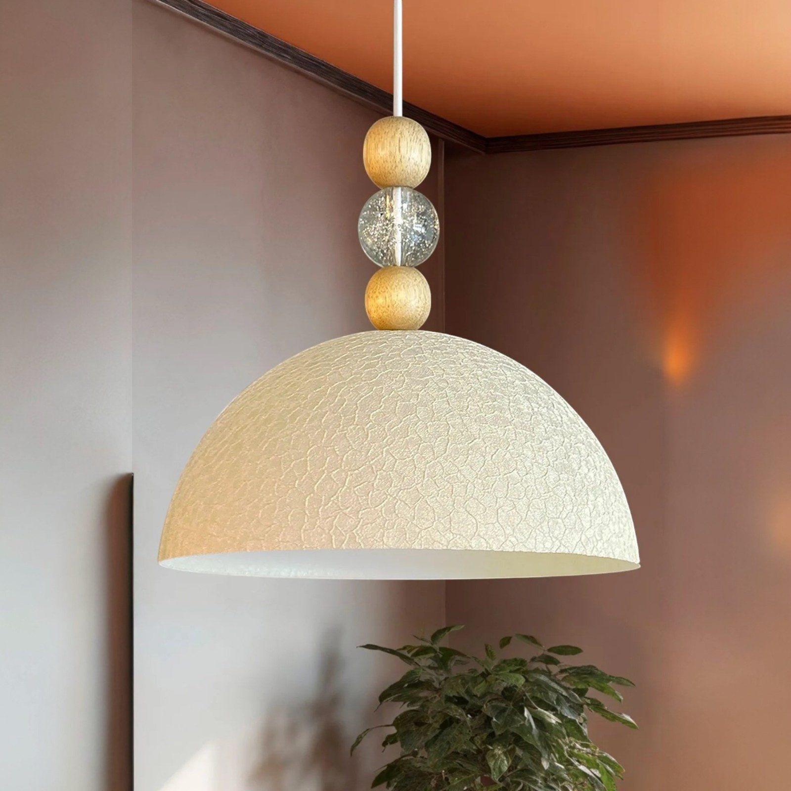 Bamyum Pendelleuchte Pendelleuchte Yimpi Locke Holz Metall, Modern Hängelampe, ohne Leuchtmittel