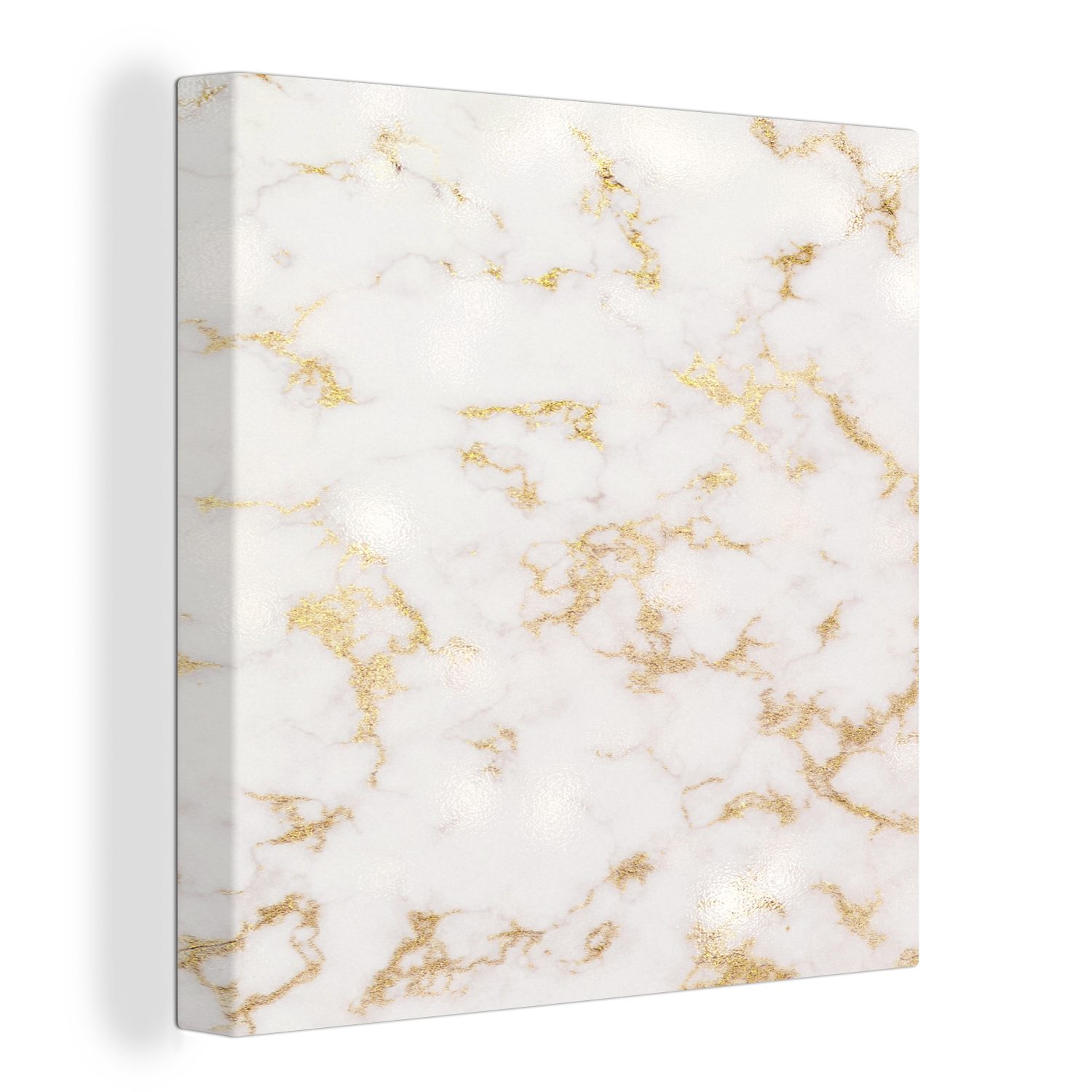 OneMillionCanvasses® Leinwandbild Marmor - Weiß - Gold, (1 St), Leinwand Bilder für Wohnzimmer Schlafzimmer