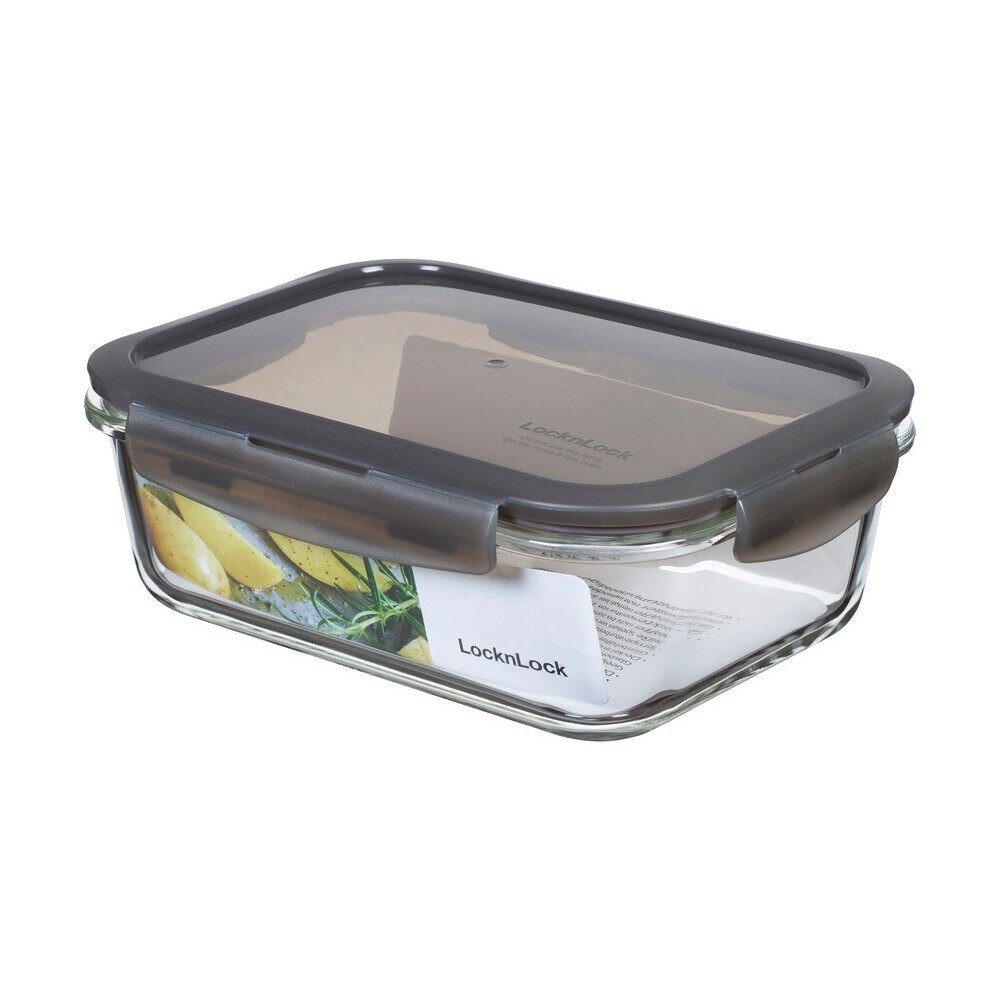 LOCK & LOCK Frischhaltedose Frischhaltedose 1,0 l Oven Glass grau, Borosilikatglas, (1-tlg), Frischhaltedose, 1 l, Borosilikatglas
