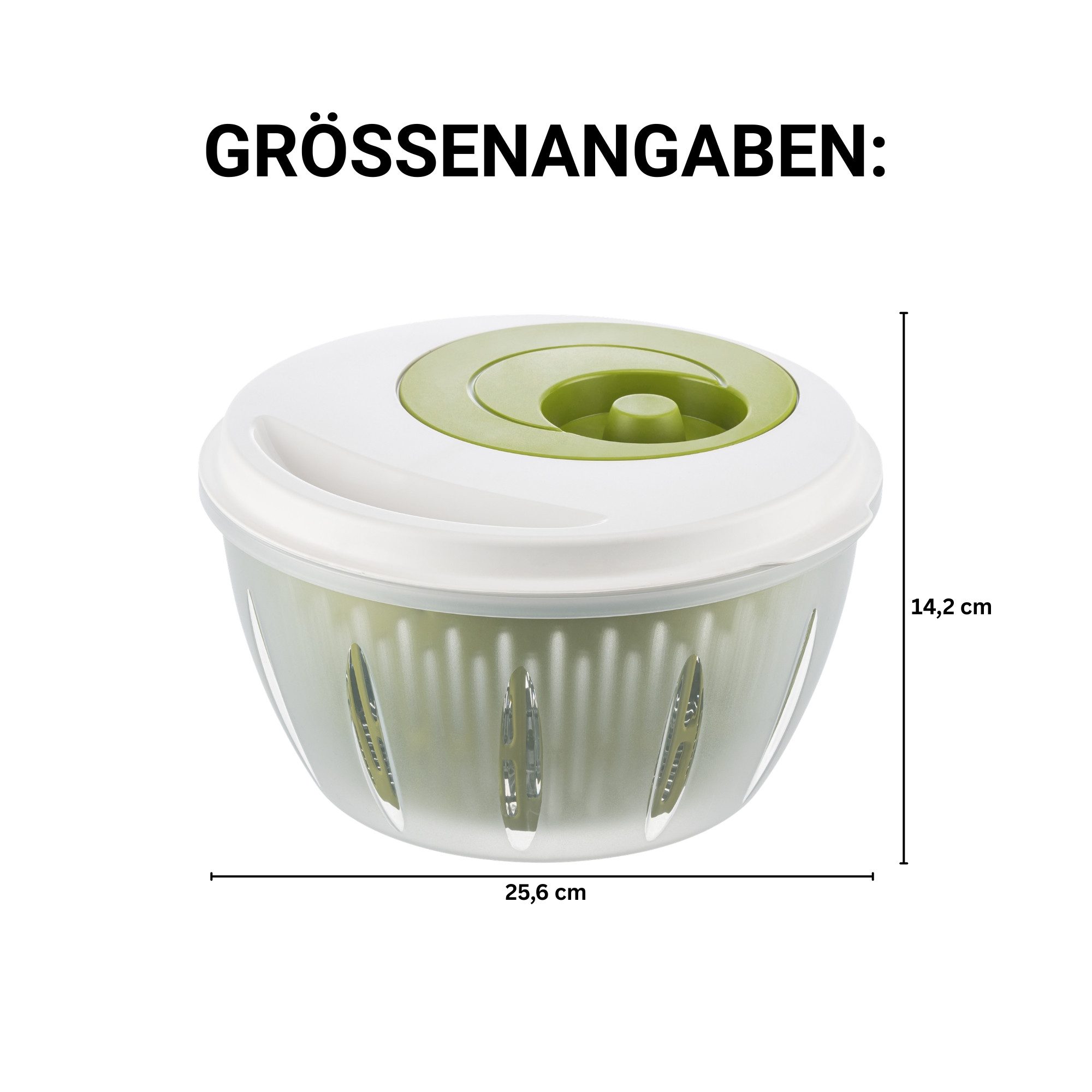hausleben Salatschleuder Salatspinner mit Deckel, Abtropfsieb & Schüssel– Gemüse & Kräutern, (3-in-1 Set, Salatschüssel Set zum Waschen und Trocknen von Salat), – Bild 5 von 5