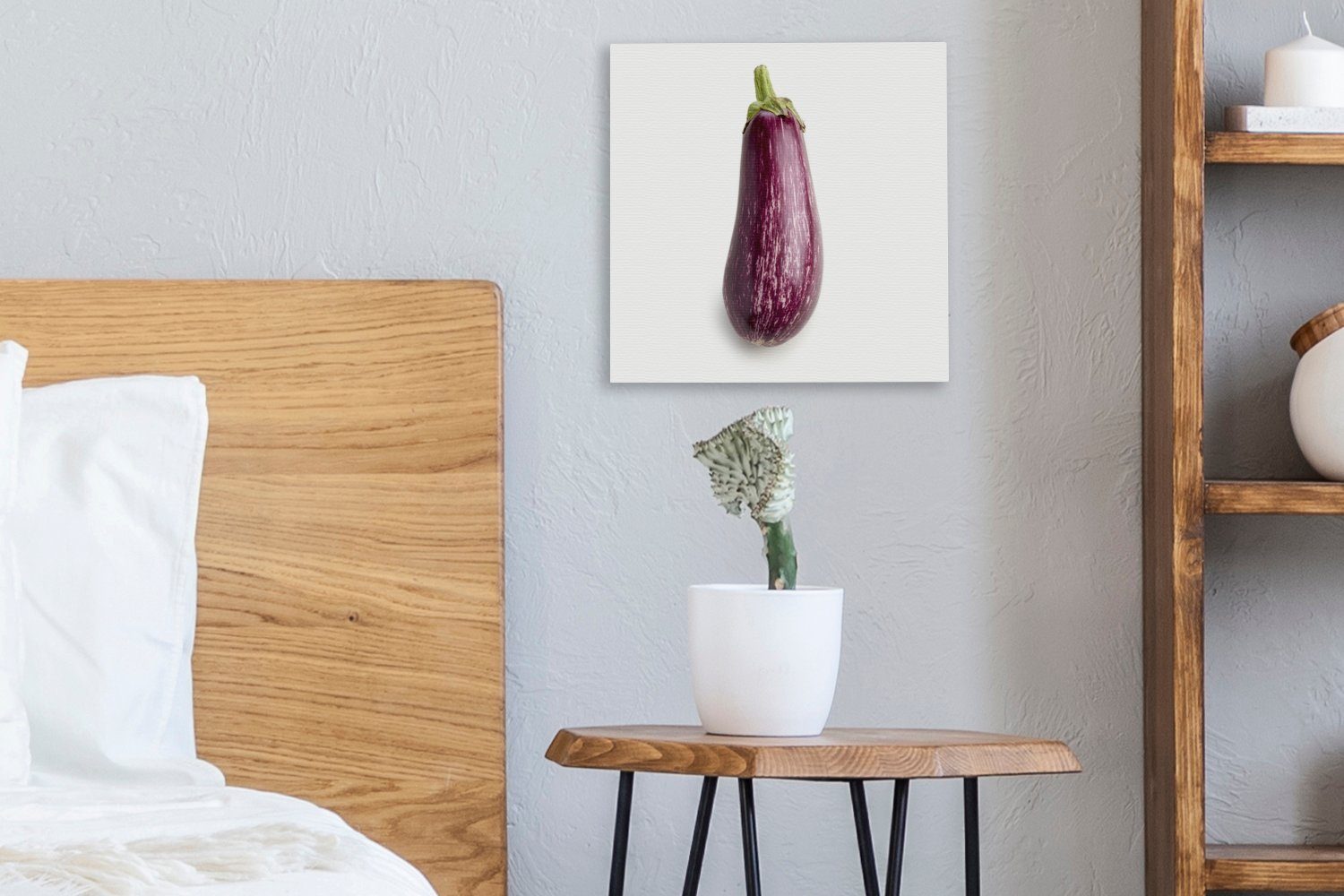 OneMillionCanvasses® Leinwandbild Aubergine oder Solanum Bilder weißem vor für melongena (1 Hintergrund, Wohnzimmer St), Schlafzimmer Leinwand