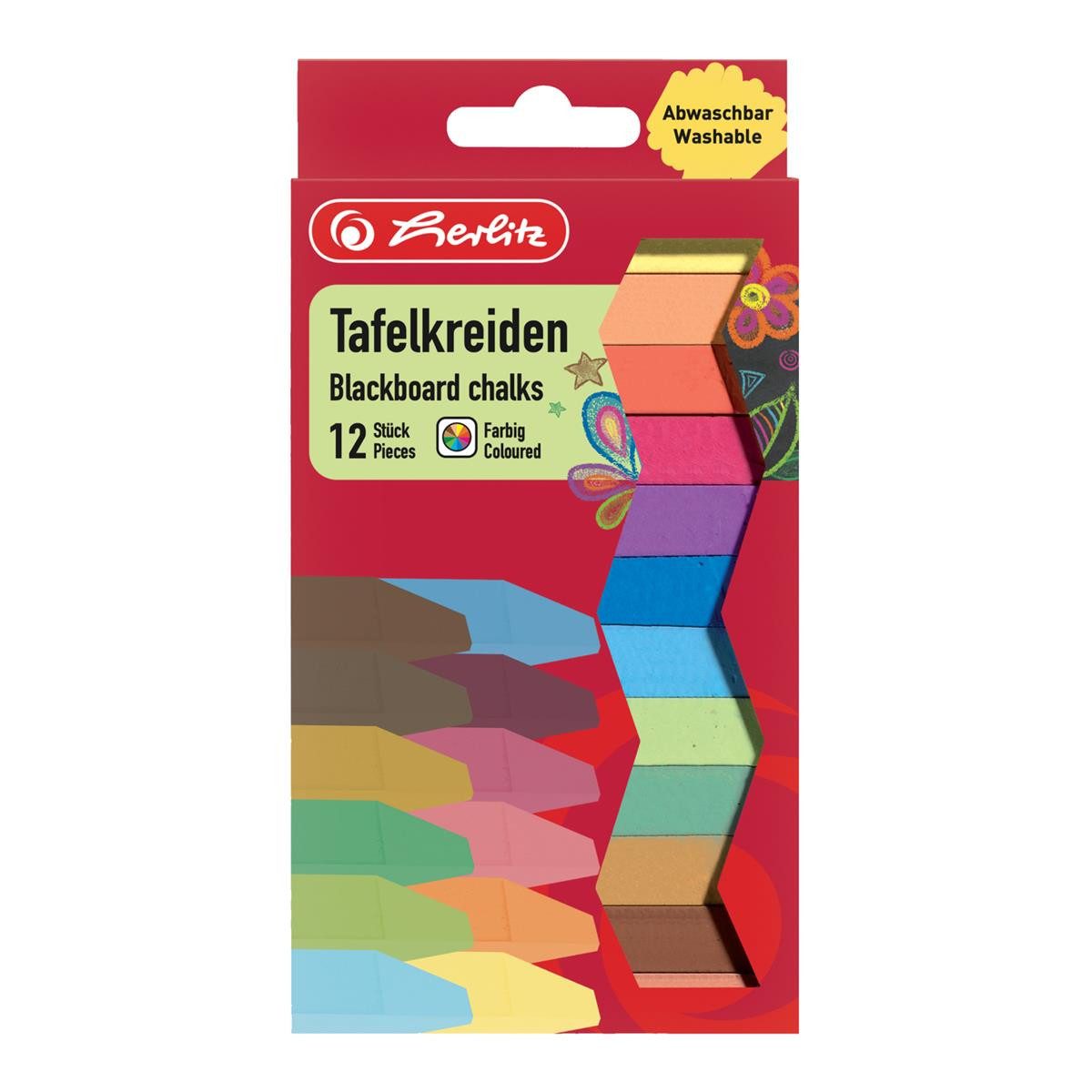 Herlitz Malkreide herlitz Wandtafelkreide, farbig sortiert, 12er Karton-Etui