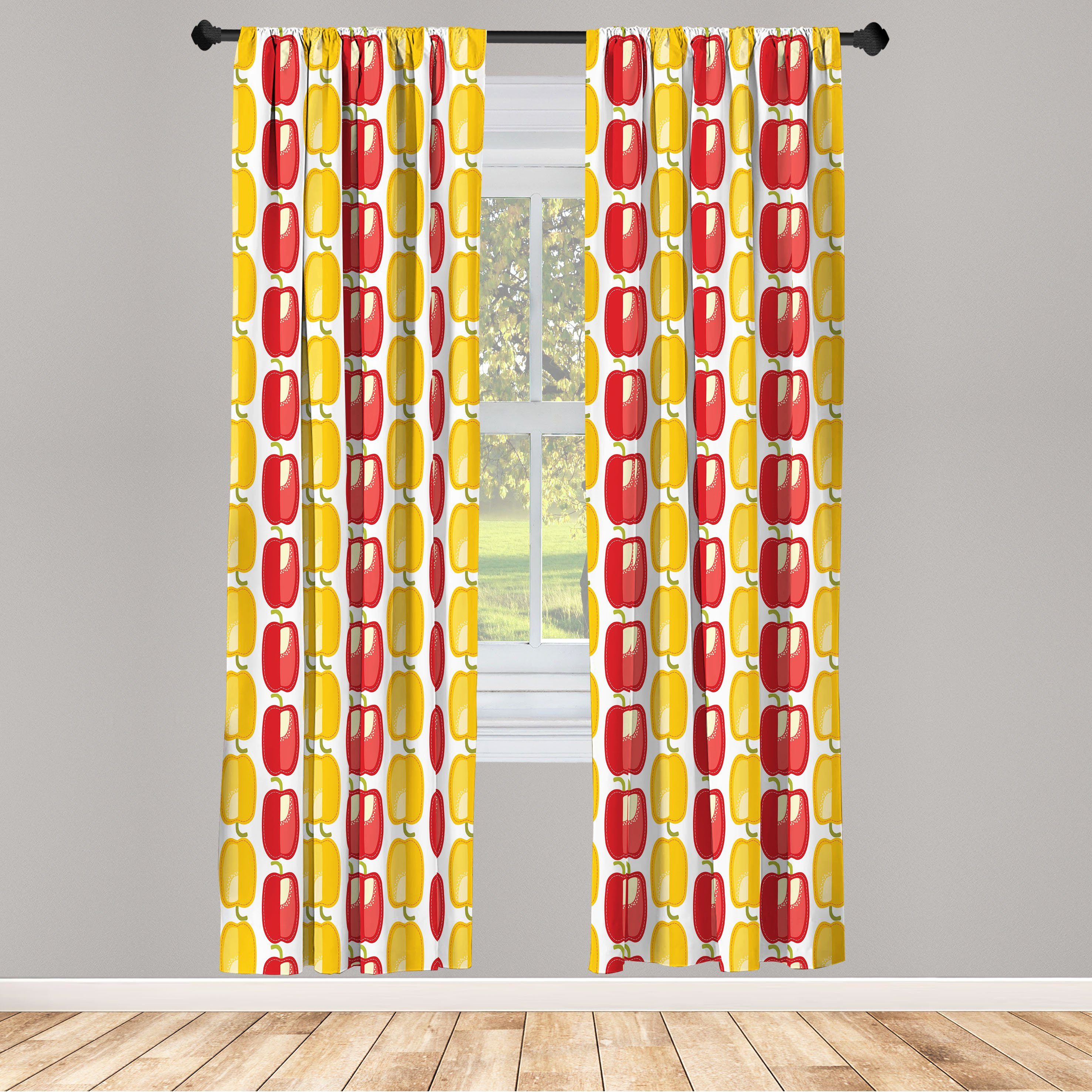 Gardine Vorhang für Wohnzimmer Schlafzimmer Dekor, Abakuhaus, Microfaser, Pfeffer Bulgarische Gemüse Muster