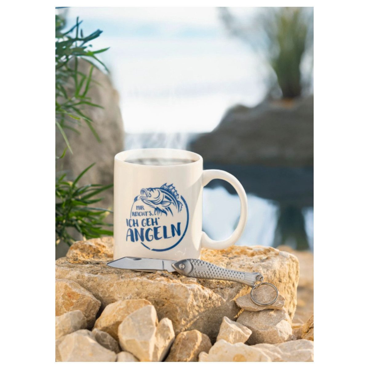 Weltbild GmbH & Co. KG Tasse Geschenkset Angeln - Tasse und Schlüsselanhänger Messerchen