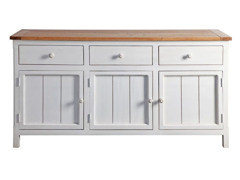 WOLF MÖBEL Sideboard (160x45x85), BOMBAY Kommode weiß mit 3 Schubladen/ 3 Türen