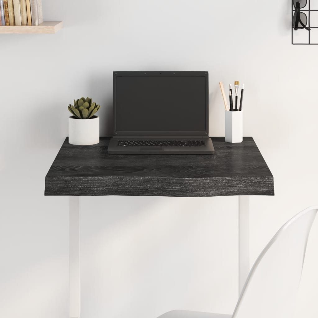 furnicato Tischplatte Dunkelgrau 60x60x(2-6)cm Eiche Massivholz Behandelt
