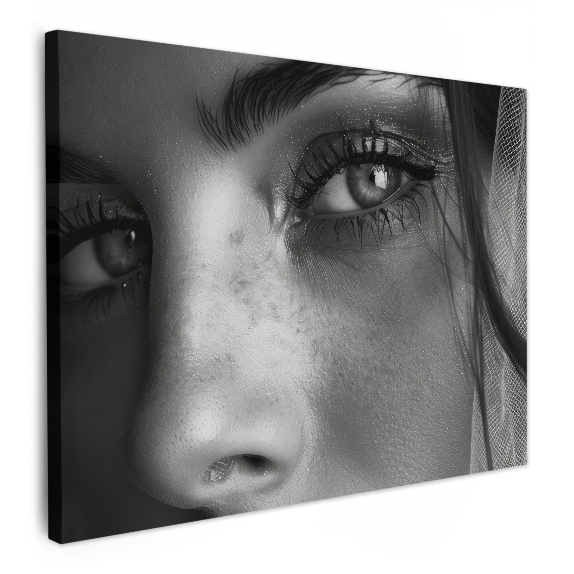 OneMillionCanvasses® Leinwandbild Frau - Porträt - Schwarz und weiß - Vintage, Fotodruck (1 St), Badezimmer Deko, Klo Bilder, WC und Badezimmerdeko 40x30 cm