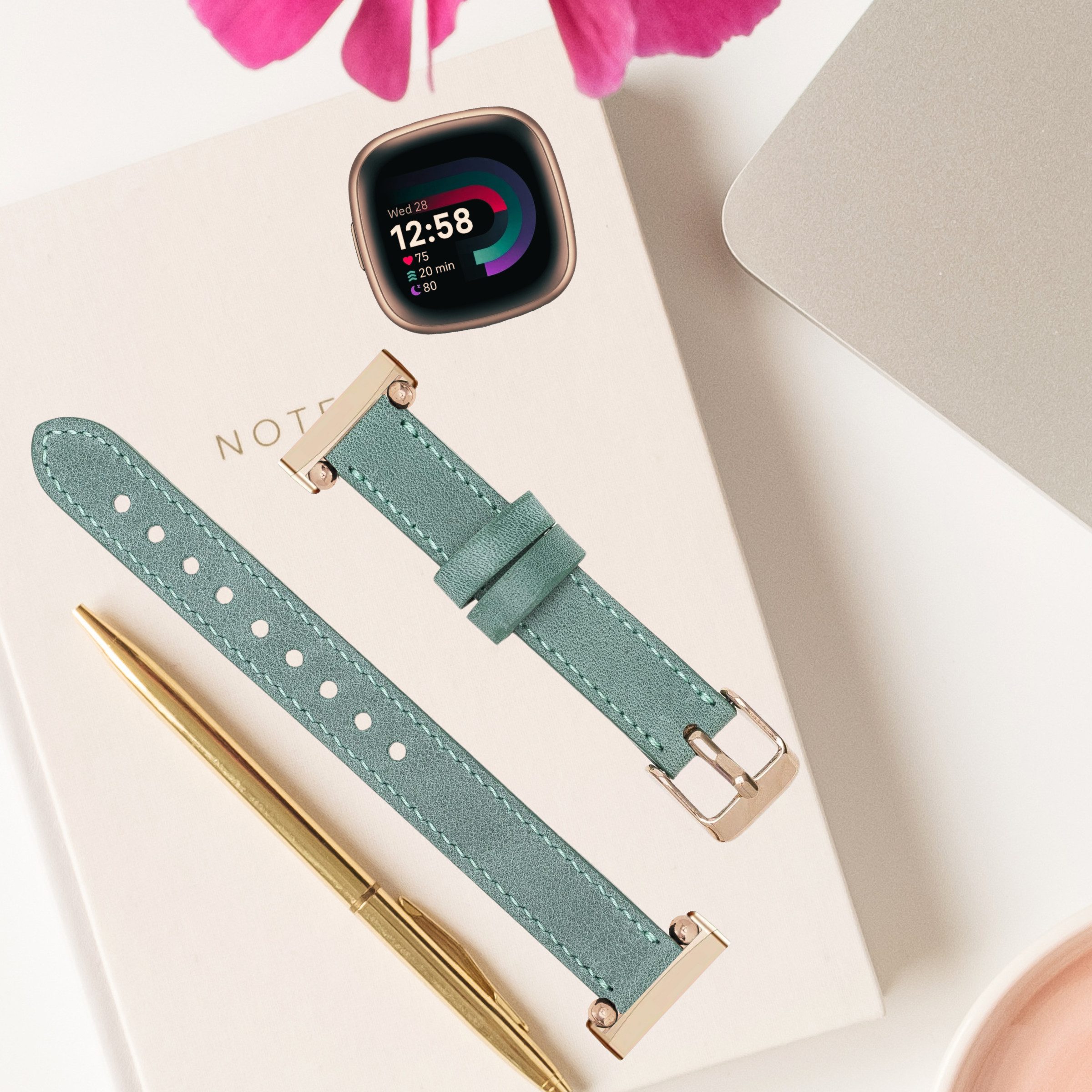 Uhrenarmband Fitbit Versa 4 / 3 / Sense / Sense 2 Leder Smart Uhrenarmband