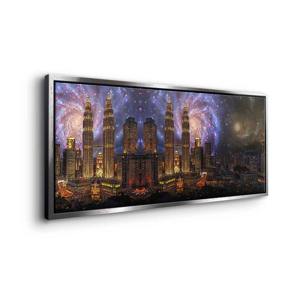 Galaxy der - Stadt Motivation - Art Leinwandbild Leinwandbild, Rahmen silberner - Pop Wand - Premium DOTCOMCANVAS®