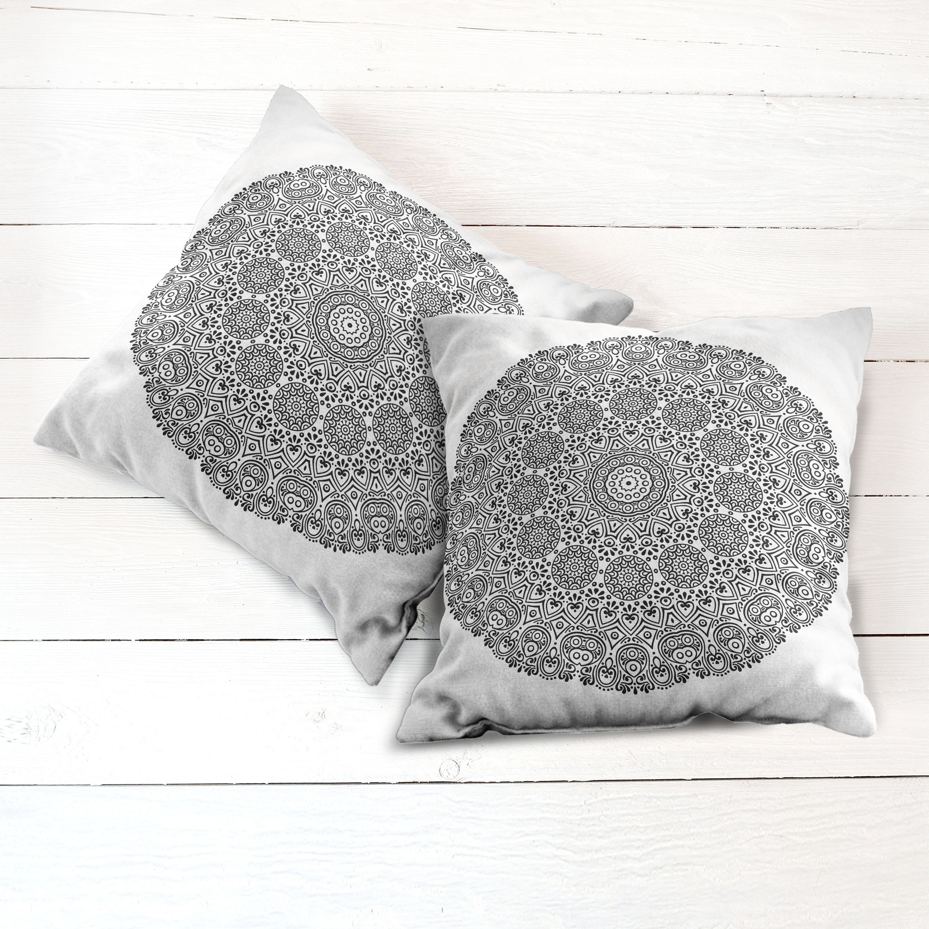 Kissenbezüge Modern Accent Doppelseitiger Abakuhaus Digitaldruck, Mandala-Spitze-Kunst (2 Stück), Blumen