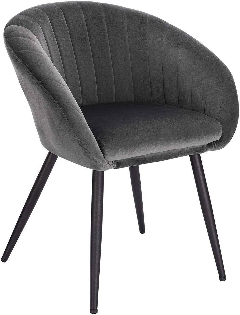 Woltu Esszimmerstuhl (1 St), Polsterstuhl, mit Rückenlehne, aus Samt Metall dunkelgrau | Stühle