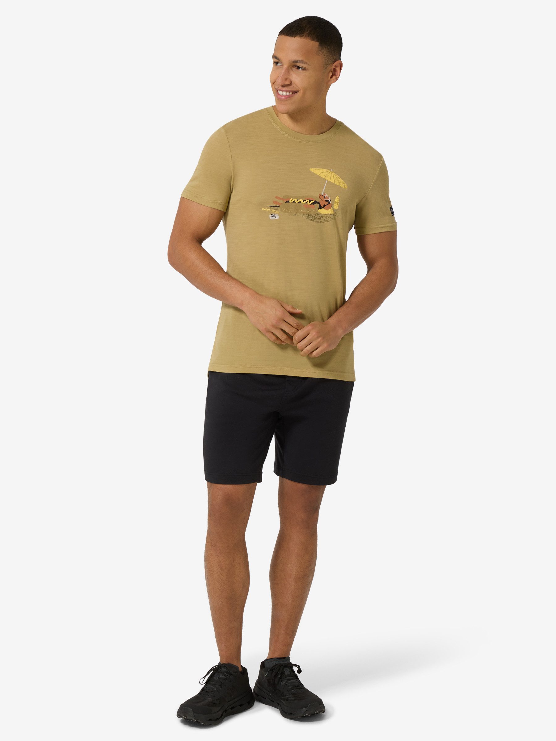 SUPER.NATURAL T-Shirt für Herren,Merino M HOT DOG TEE mit Tier-Motiv, atmungsaktiv