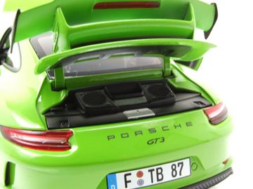 Minichamps Modellauto Porsche 911 (991) GT3 2018 gelbgrün Modellauto 1:18 Minichamps, Maßstab 1:18