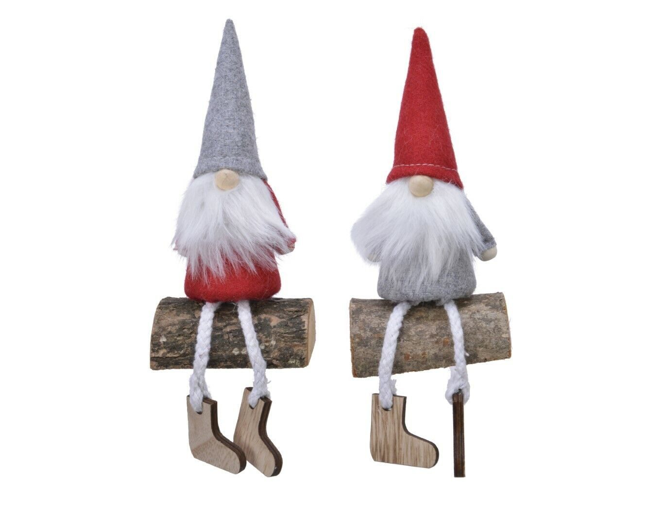 Dekofigur Weihnachtswichtel Zwerg Gnom Dekoration rot grau 14,5 cm 2-er Set