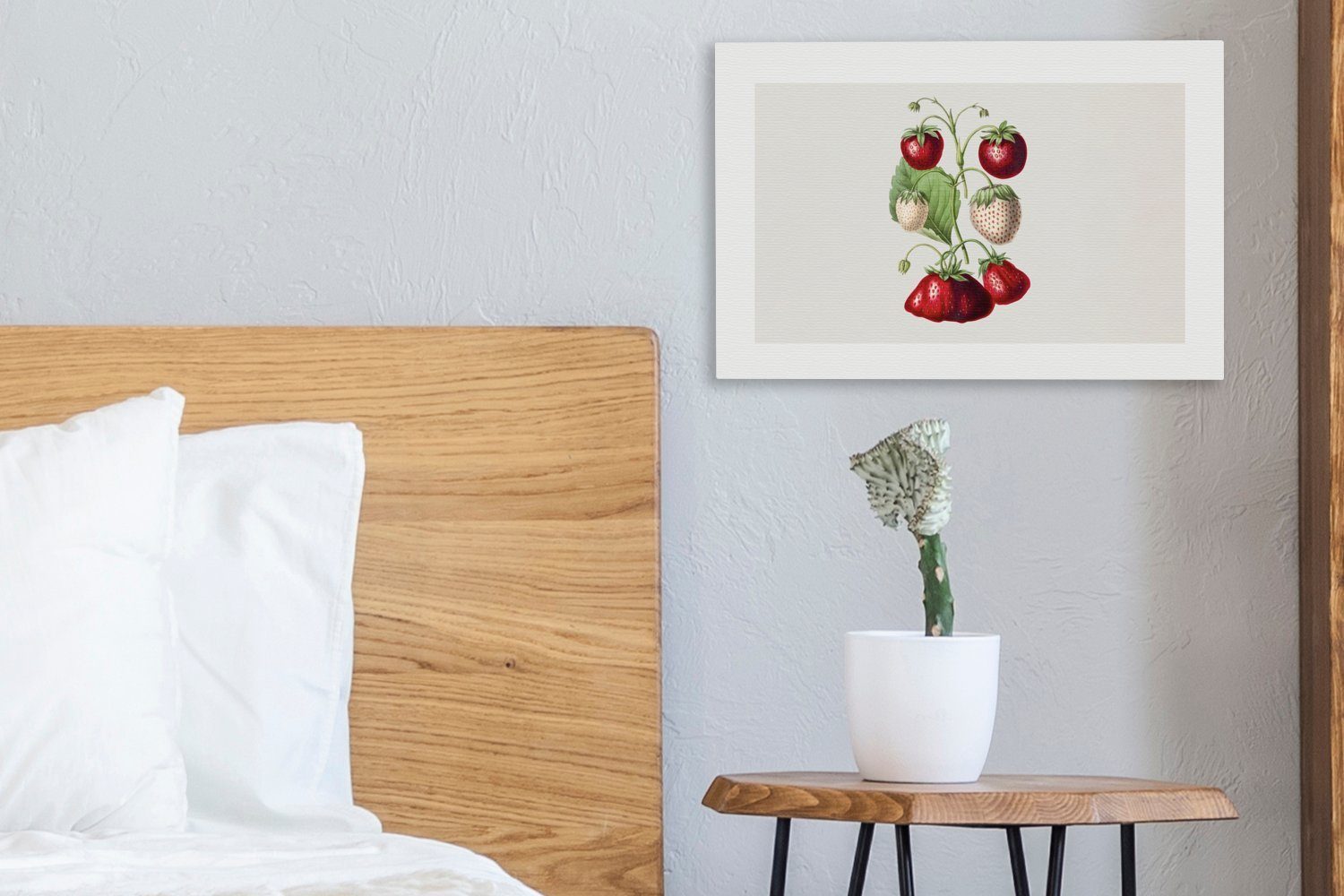 cm Leinwandbild St), (1 Wandbild Gesund, 30x20 Wanddeko, - Erdbeeren Leinwandbilder, OneMillionCanvasses® Obst Aufhängefertig, -