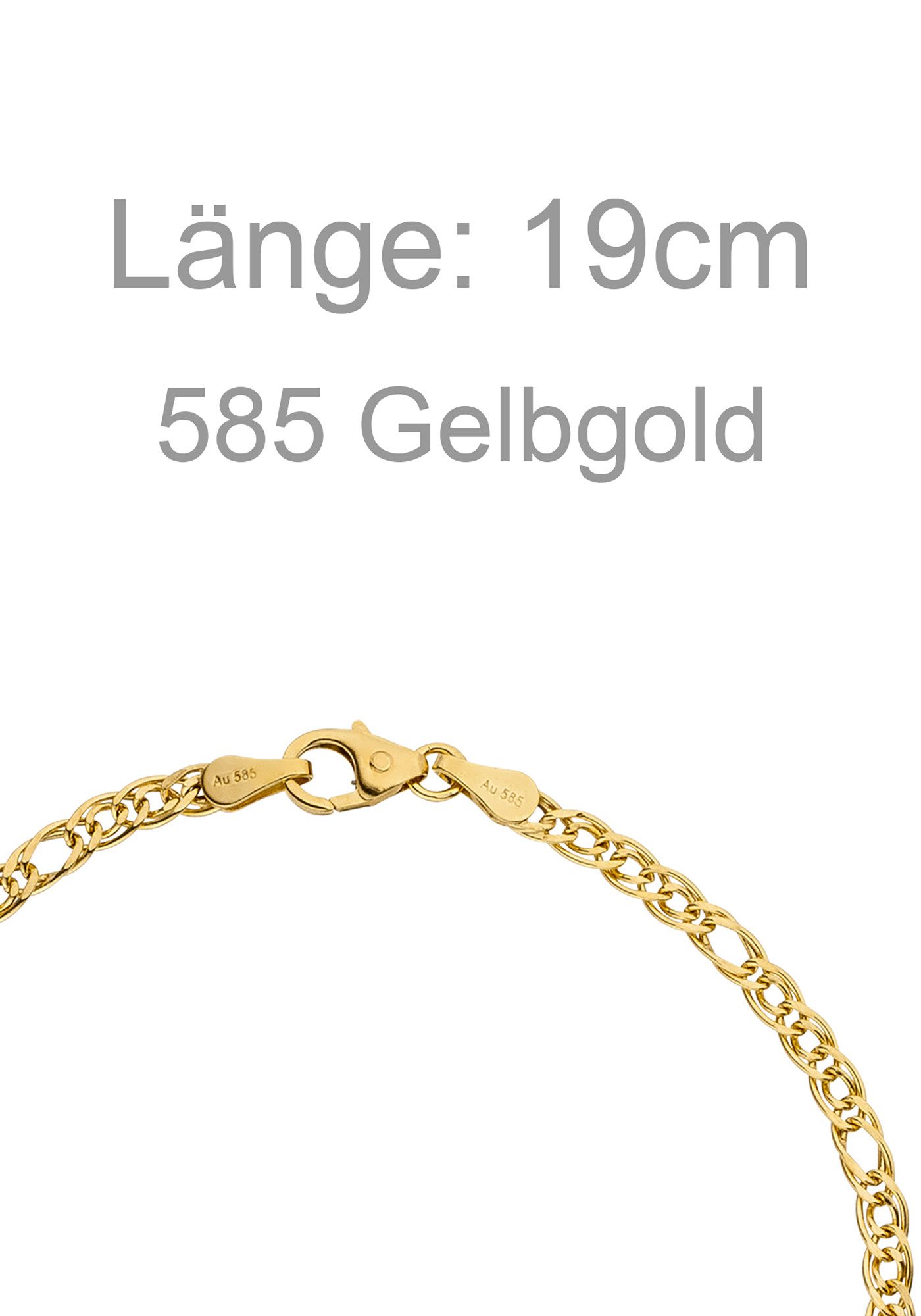 JOBO Goldarmband, Zwillings-Panzerarmband 585 Gold 19 cm