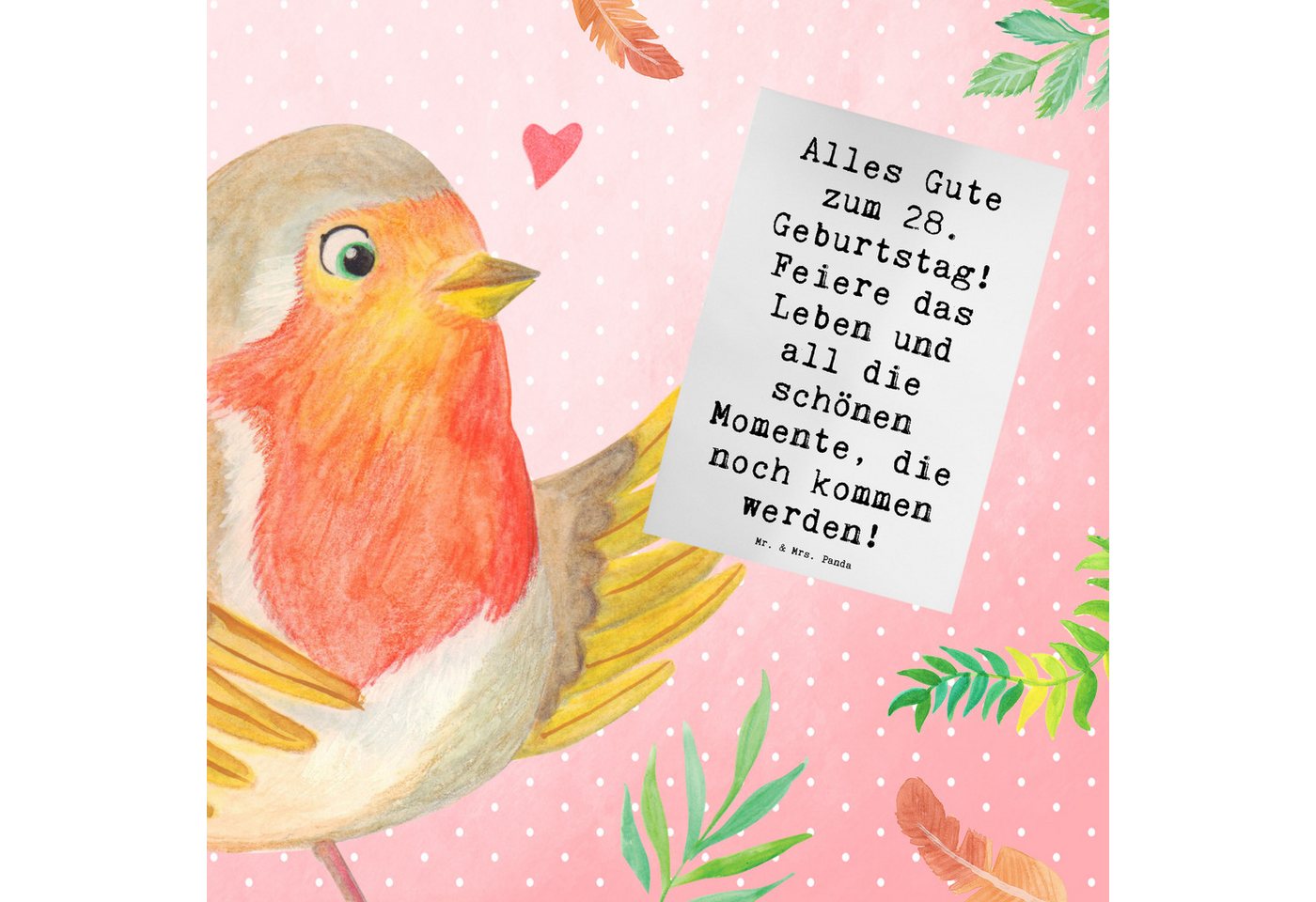 Thumbnail - Mr. & Mrs. Panda Grußkarte Spruch 28. Geburtstag - Weiß - Geschenk, Geburtstagsspruch 28 Jahre
