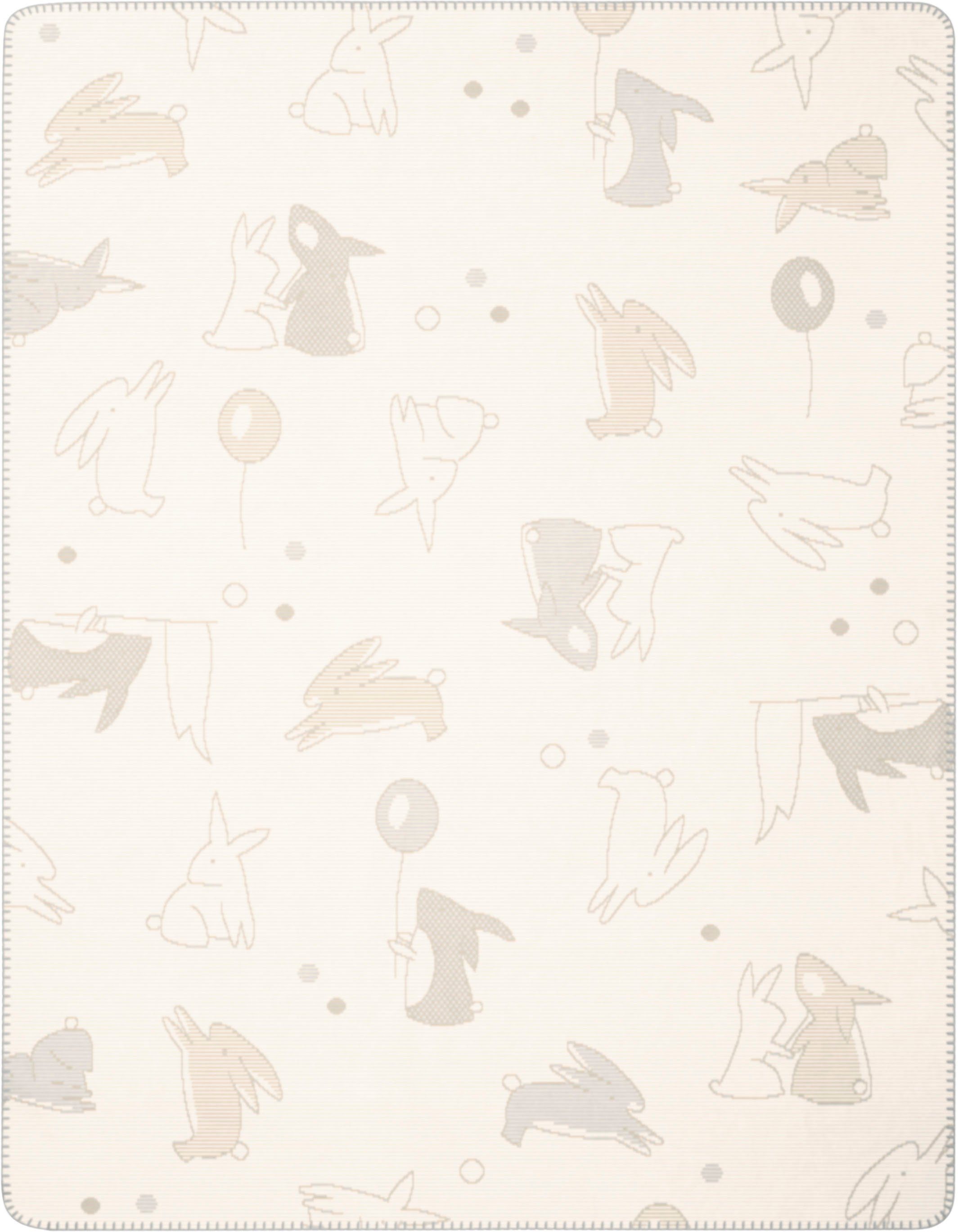 Babydecke Babydecke Littel Rabbits, Biederlack, Babydecke Littel Rabbits mit verspielten Hasen