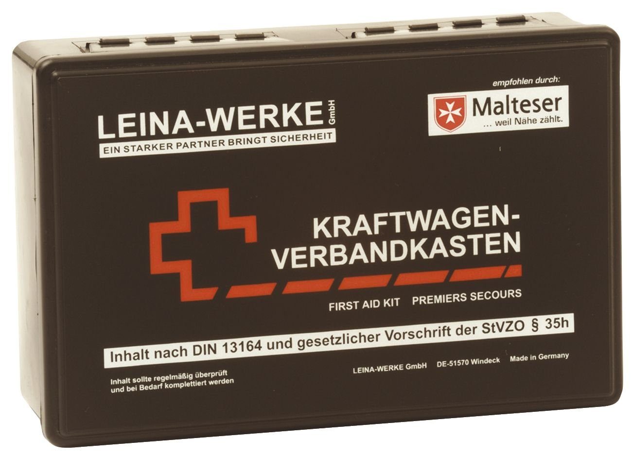 Leina-Werke Handgelenkstütze LEINA KFZ-Verbandkasten Standard, Inhalt DIN 13164, schwarz
