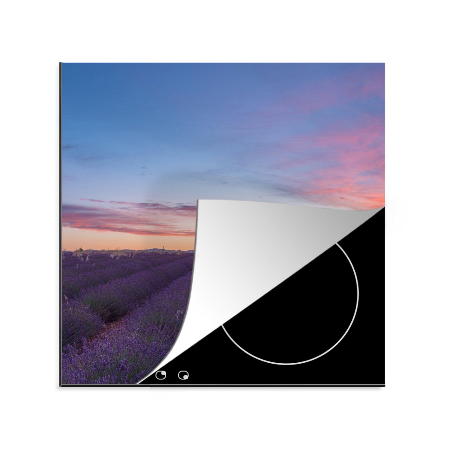 MuchoWow Herdblende-/Abdeckplatte Frankreich - Lavendel - Sonne, Vinyl, (1 tlg), 78x78 cm, Ceranfeldabdeckung, Arbeitsplatte für küche