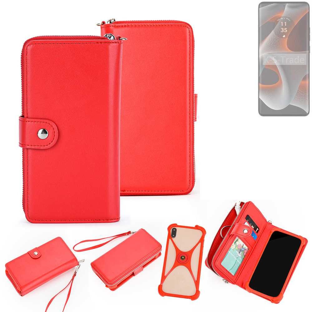 K-S-Trade Handyhülle für Motorola Edge 50 Pro, 2in1 Schutzhülle Portemonnee Handyhülle mit Bumper Hülle Case