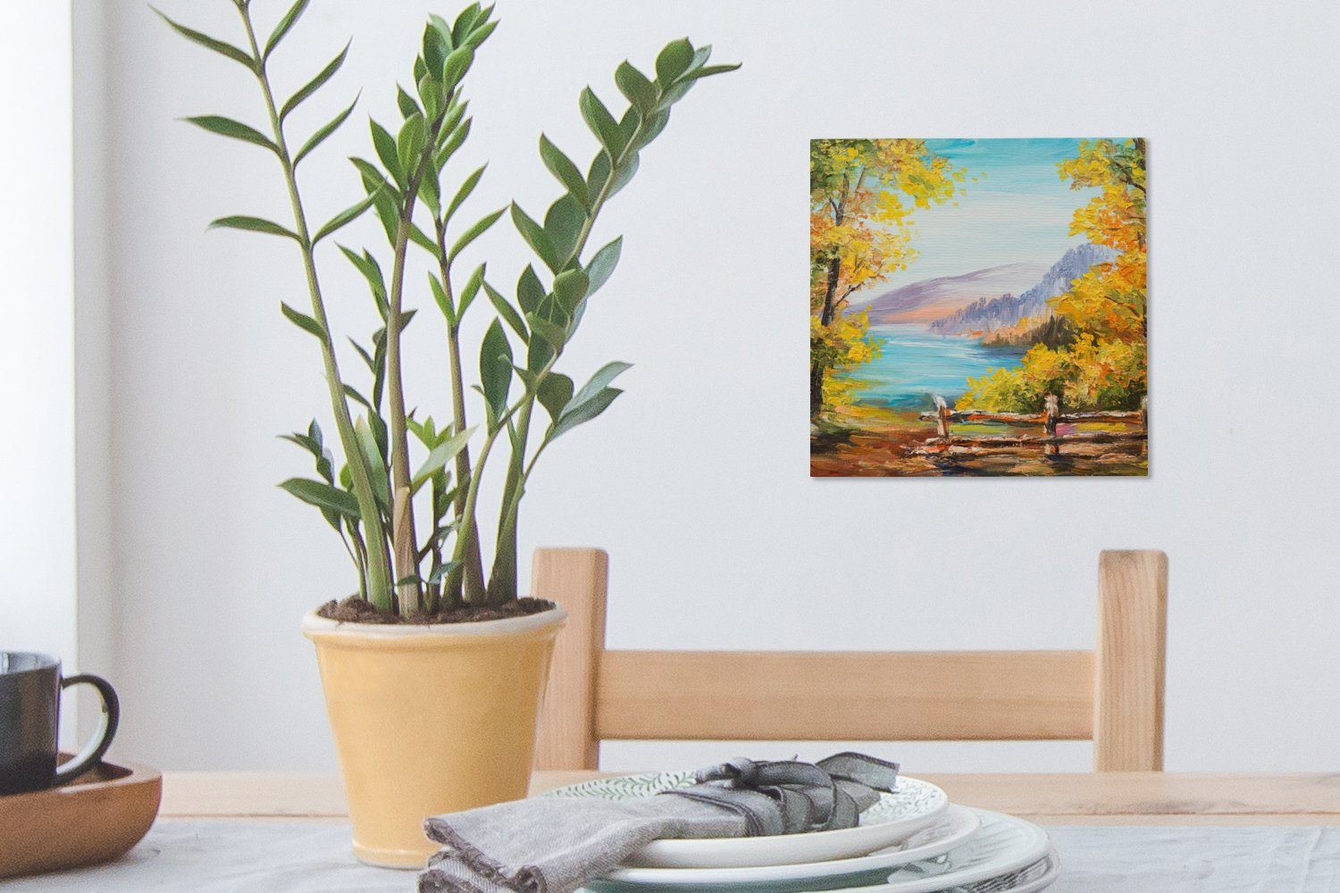 OneMillionCanvasses® Gemälde - (1 Wohnzimmer - Schlafzimmer Malerei Pflanzen Leinwand für Natur, - Ölgemälde Bilder St)